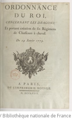 Cover of Ordonnance... concernant les dragons, et portant création de six régimens de chasseurs à cheval