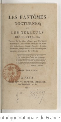 Cover of Les fantômes nocturnes ; ou Les terreurs des coupables. Tome 1
