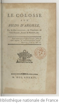 Cover of Le Colosse aux pieds d'argille . Par M. Devillers