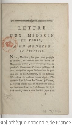 Cover of Lettre d'un médecin de Paris, à un médecin de province