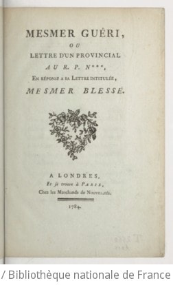 Cover of Mesmer guéri, ou Lettre d'un provincial au R. P. N***, en réponse à sa lettre intitulée, Mesmer blessé