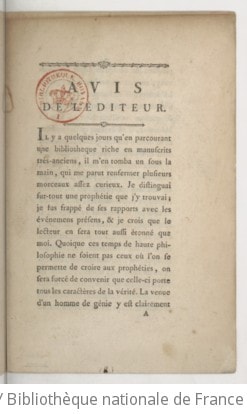 Cover of Prophétie dont l'accomplissement paroît devoir être assez prochain