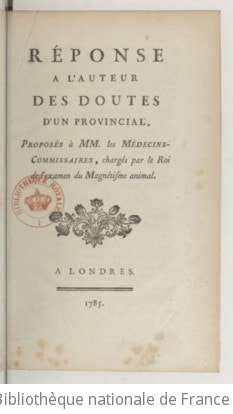 Cover of Réponse a l'auteur des Doutes d'un provincial, proposés à MM. les médecins-commissaires, chargés par le Roi de l'examen du magnétisme animal