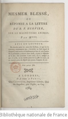 Cover of Mesmer blessé, ou Réponse à la lettre du R. P. Hervier sur le magnétisme animal, par M***