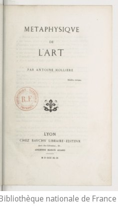 Cover of Métaphysique de l'art