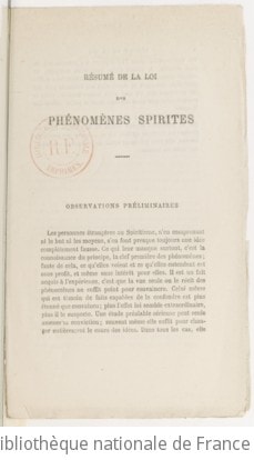 Cover of Résumé de la loi des phénomènes spirites, ou Première initiation, à l'usage des personnes étrangères à la connaissance du spiritisme, par Allan Kardec