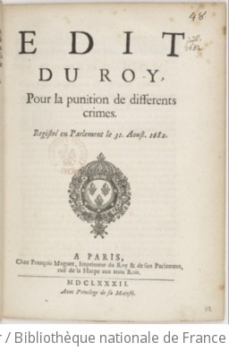 Cover of Édit... pour la punition de différents crimes [magie, sortilèges, empoisonnement]. Registré en Parlement le 31 aoust 1682