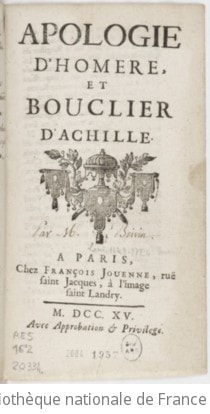 Cover of Apologie d'Homere