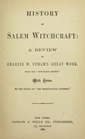 Cover of The Salem witchcraft ; The planchette mystery ; and Modern spiritualism