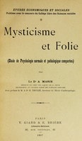 Cover of Mysticisme et folie