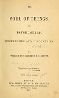 Cover of The soul of things, or, psychometric researches and discoveries