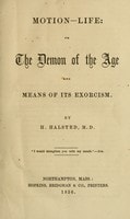Cover of Motion-life, or, The demon of the age and means of its exorcism