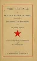 Cover of The Kabbala, or, The true science of light
