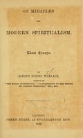 Cover of On Miracles and Modern Spiritualism