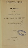 Cover of Spiritualism, an address, to the Bristol County Medical Society