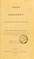 Cover of A treatise on insanity and other disorders affecting the mind