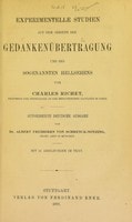 Cover of Experimentelle Studien auf dem Gebiete der Gedankenübertragung und des sogenannten Hellsehens