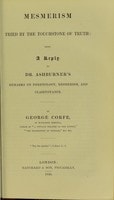 Cover of Mesmerism tried by the touchstone of truth