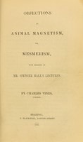 Cover of Objections to animal magnetism, or mesmerism