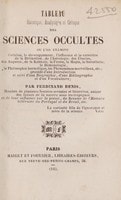 Cover of Tableau historique, analytique et critique des sciences occultes. Où l'on examine l'origine, le développement, l'influence et le caractère de la divination, de l'astrologie, des oracles, des augures, de la kabbale, la féerie, la magie, la sorcellerie, la démonologie, la philosophie hermétique, les phénomènes merveilleux, etc