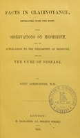 Cover of Facts in clairvoyance, extracted from the Zoist