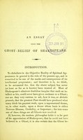 Cover of An essay upon the ghost-belief of Shakespeare
