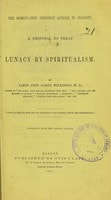 Cover of The homoeopathic principle applied to insanity