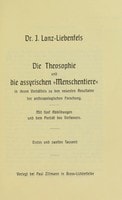Cover of Die Theosophie und die assyrischen "Menschentiere" in ihren Verhältnis zu den neuestan Resultaten der anthropologischen Forschung