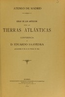 Cover of Ideas de los antiguos sobre las tierras atlánticas