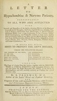 Cover of A letter to hypochondriac & nervous patients