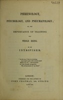 Cover of Phrenology, psychology, and pneumatology, or, The importance of training the whole being