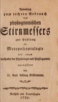Cover of Anweisung zum rechten Gebrauch des physiognomischen Stirnmessers zur Prüfung der Metoposcopialogie