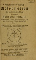 Cover of Allgemeine und general Reformation der gantzen weiten Welt