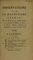 Cover of Observations sur le magnétisme animal