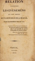 Cover of Relation concernant les évènemens qui sont arrivés à un laboureur de la Beauce, dans les premiers mois de 1816