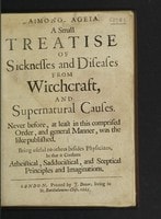 Cover of Daimonomageia. A small treatise of sicknesses and diseases from witchcraft, and supernatural causes. Never before, at least in this comprised order, and general manner, was the like published