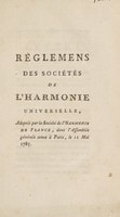 Cover of Règlemens des Sociétés de l'harmonie universelle adoptés par la Société de l'harmonie de France