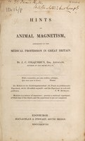Cover of Hints on animal magnetism, addressed to the medical profession in Great Britain