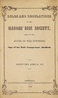 Cover of Rules and regulations of the Masons' Sick Society