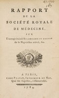 Cover of Rapport de la Société Royale de Médecine sur l'ouvrage intitulé Recherches et doutes sur le magnétisme animal, &c