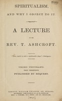 Cover of Spiritualism and why I object to it