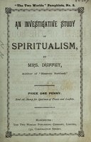 Cover of An Investigative Study of Spiritualism