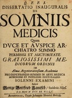 Cover of Dissertatio inauguralis de somniis medicis