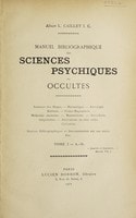 Cover of Manuel bibliographique des sciences psychiques ou occultes