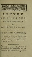 Cover of Lettre de l'auteur de la Découverte du magnétisme animal [i.e. F.A. Mesmer], à l'auteur des Reflexions preliminaires [i.e. J.J. Duval d'Éprémesnil]