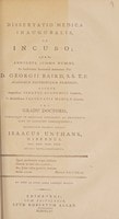 Cover of Dissertatio medica inauguralis, de incubo
