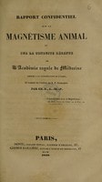 Cover of Rapport confidentiel sur le magnétisme animal et sur la conduite récente de l'Académie royale de médecine