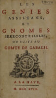 Cover of Les genies assistans, et gnomes irreconciliables, ou suite au Comte de Gabalis