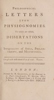Cover of Philosophical letters upon physiognomies