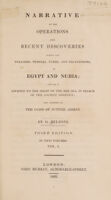 Cover of Narrative of the operations and recent discoveries within the pyramids, temples, tombs, and excavations, in Egypt and Nubia; and of a journey to the coast of the Red Sea, in search of the ancient Berenice; and another to the oasis of Jupiter Ammon